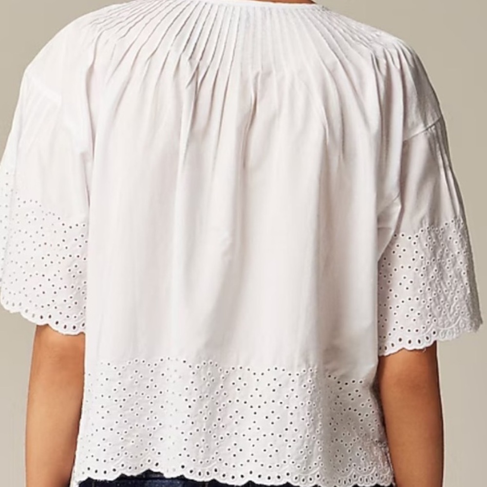 I crew xxs Jolie White Eyelet Button-Up Blouse new - Picture 2 of 5